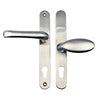 Grade 304 Stainless Steel Lever Moveable Pad Offset UPVC Multipoint Door Handles - 92/62mm PZ Sprung 210mm Screw Centres