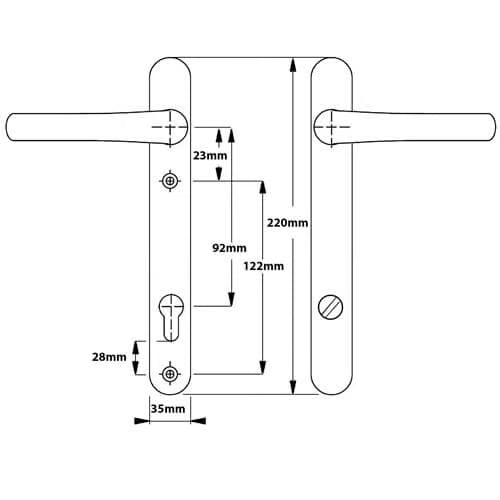 Pro Secure TS007 2* Lever Lever UPVC Multipoint Door Handles - 92mm PZ Sprung 122mm Screw Centres