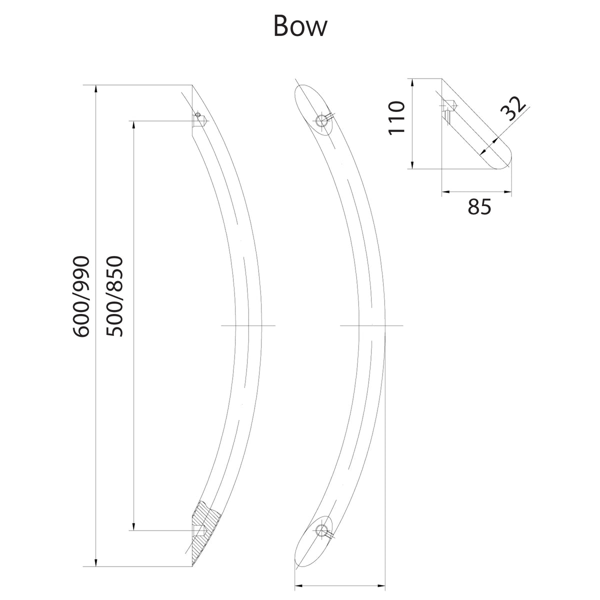 Stainless Steel Bow Shape Bar Door Handle