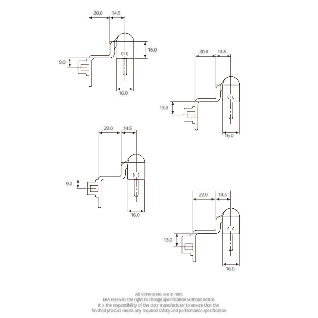 Challenger Door Hinge Eurogroove Flag