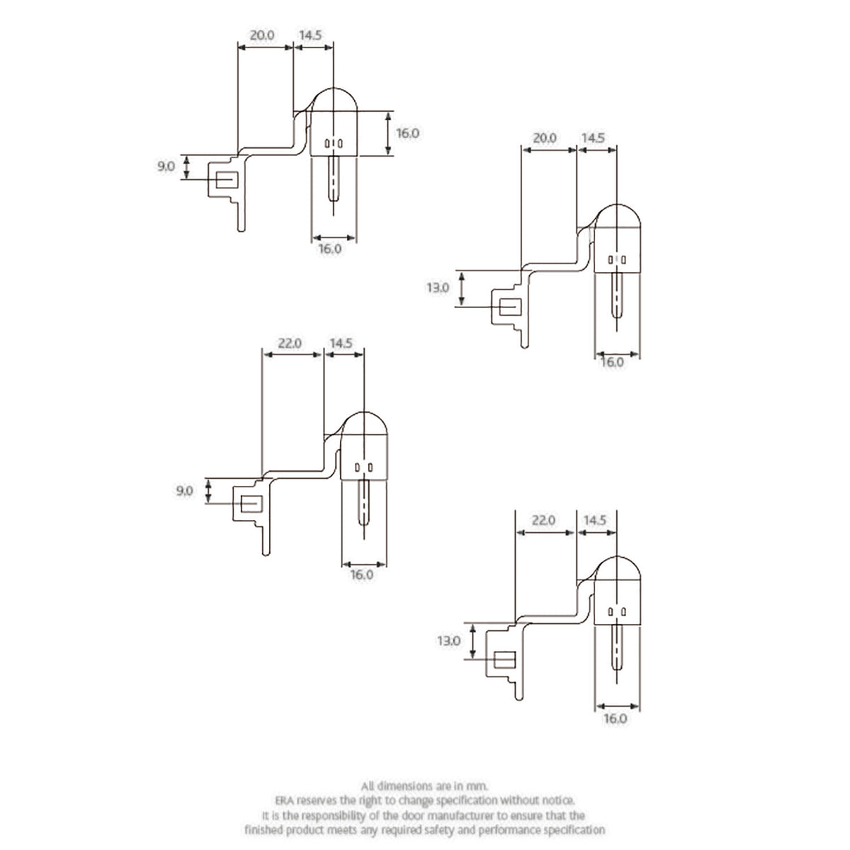 Challenger Door Hinge Eurogroove Flag