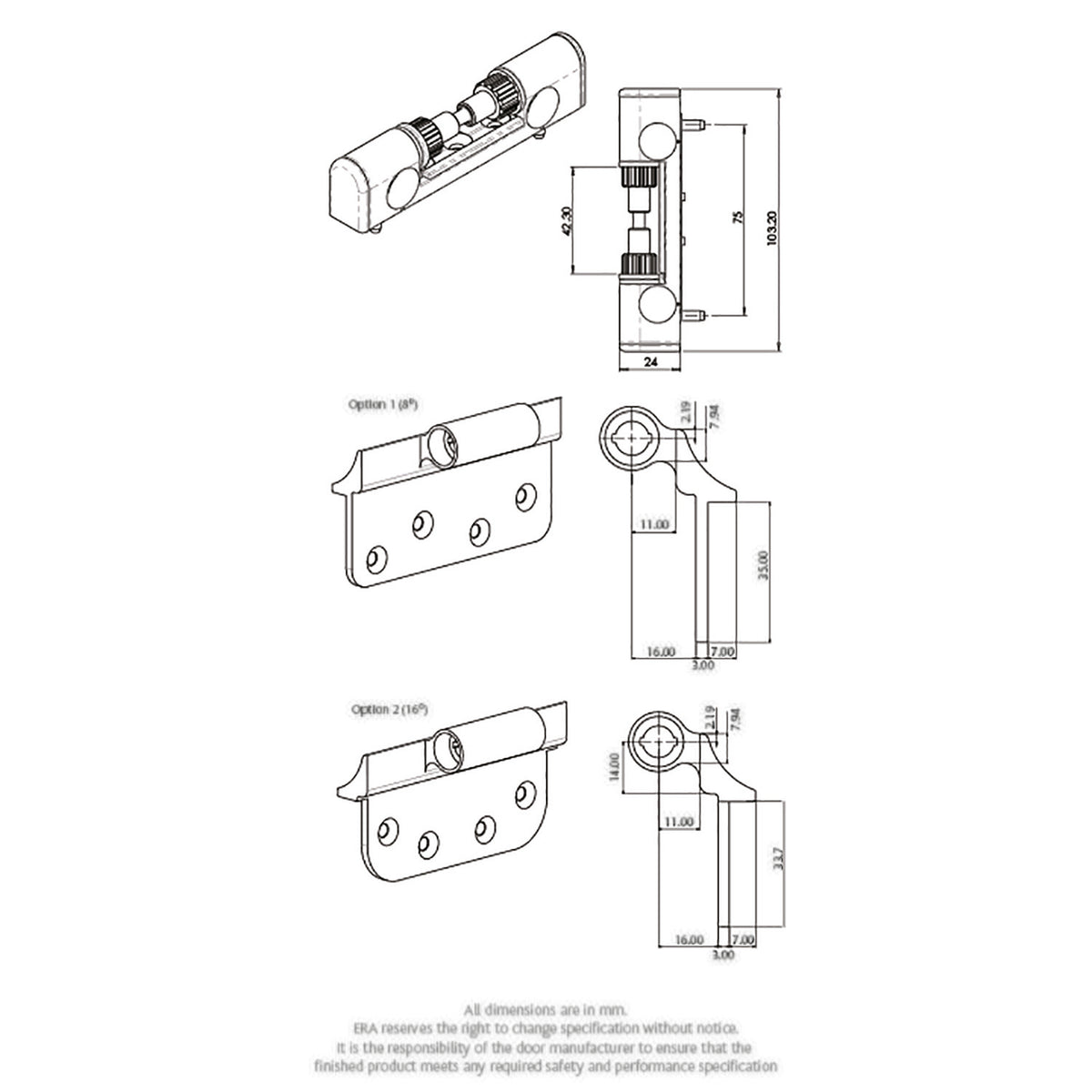 Challenger IS High Security 3D Door Hinge Body