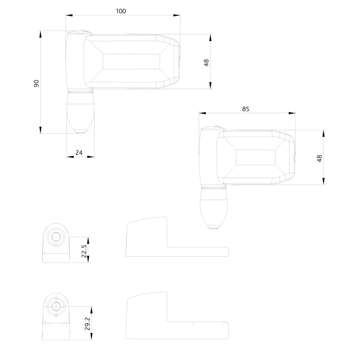 Nexus 100mm Flag Hinge Left Hand for PVCu Doors, Standard Body