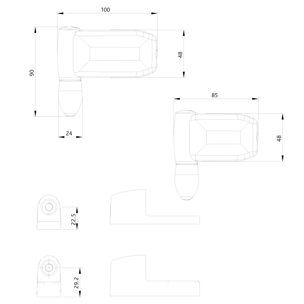 Nexus 100mm Flag Hinge Right Hand for PVCu Doors, Standard Body