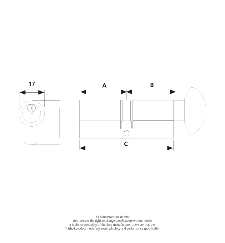 British Standard Kitemarked 6 Pin Euro Profile Thumbturn Door Cylinder