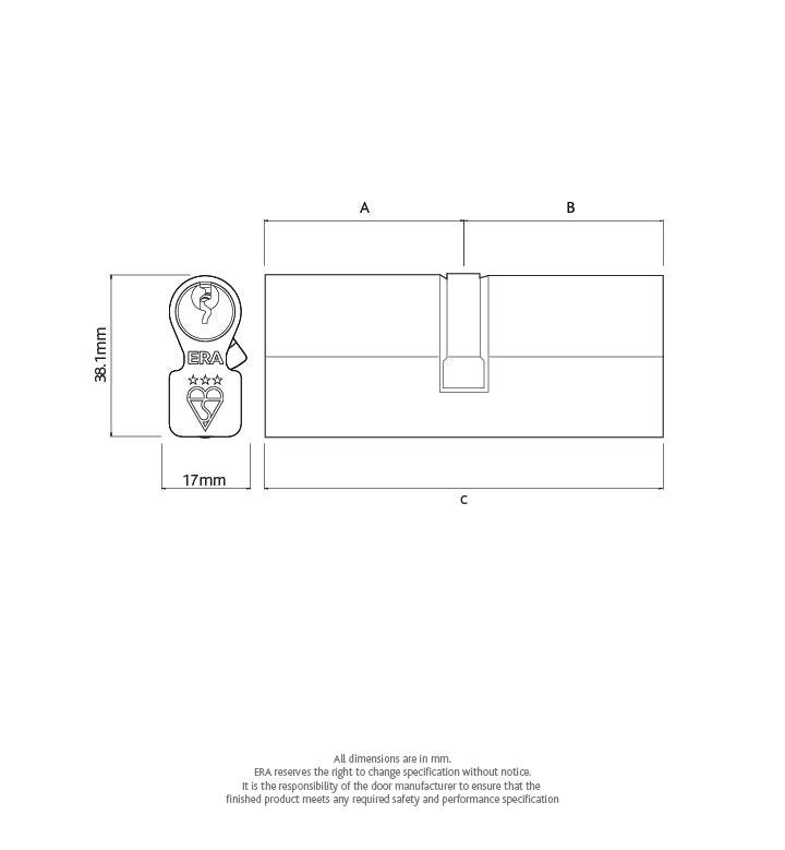 British Standard Kitemarked 6 Pin Invincible Double Door Cylinder