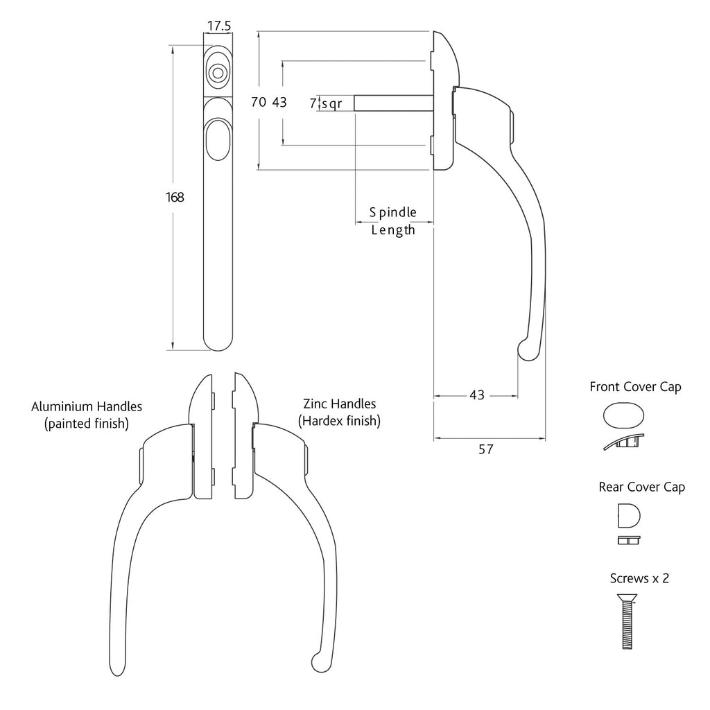 Connoisseur Inline Locking Window Handle With 10mm Spindle Size