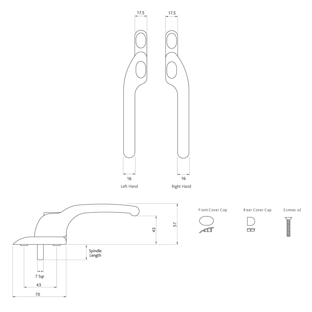 Connoisseur Offset Non Locking Right Handed Window Handle