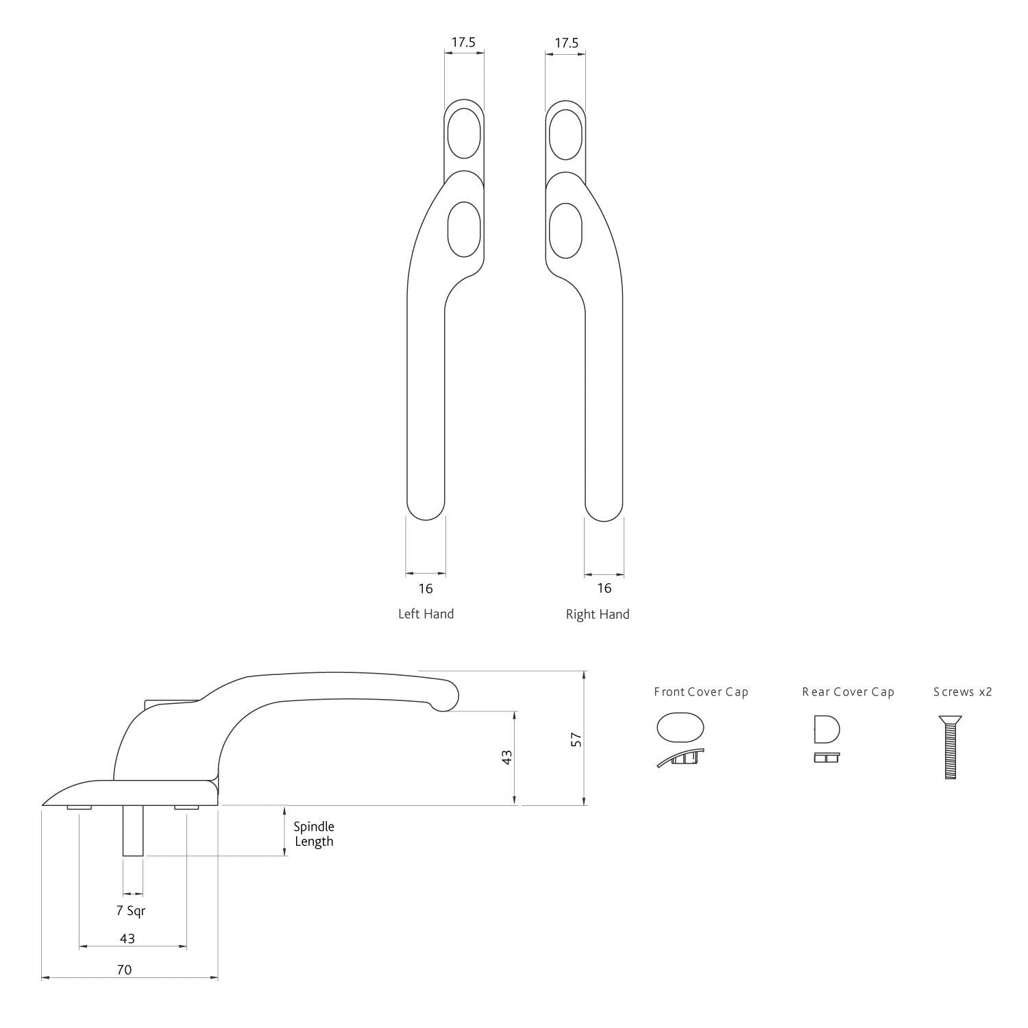 Connoisseur Offset Non Locking Left Handed Window Handle