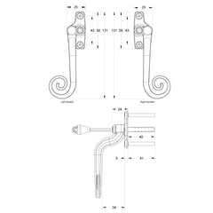 Monkey Tail Window Handle Right Hand