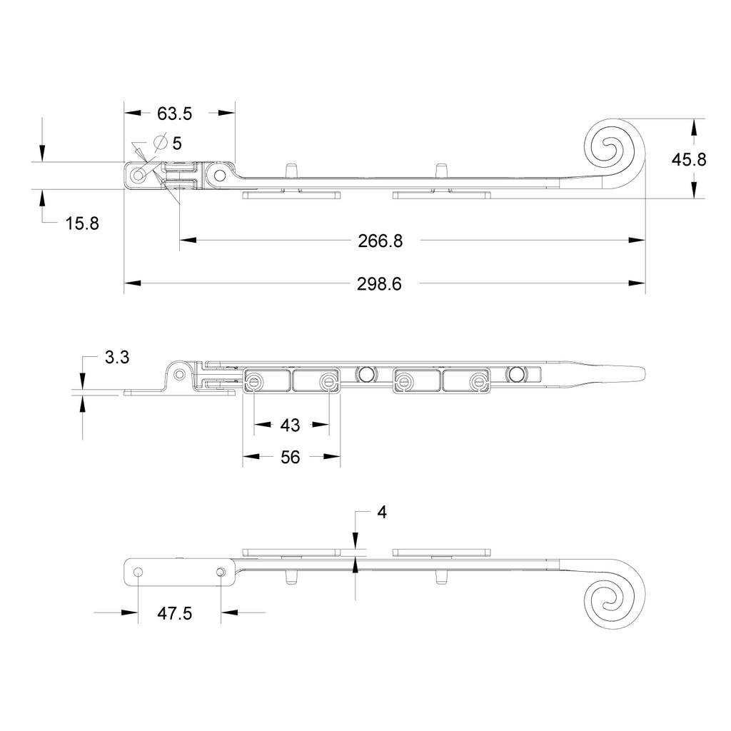 Monkey Tail Operating Window Stay Bar