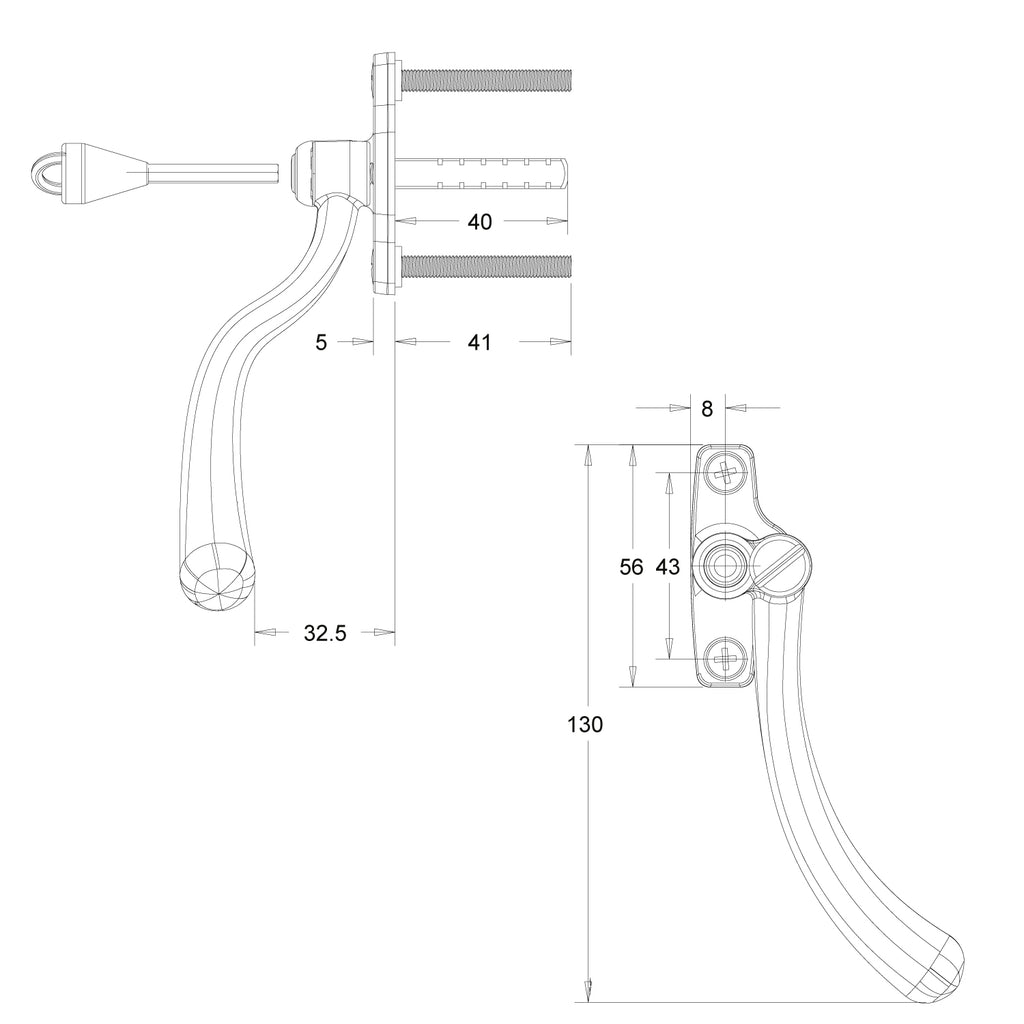 Tear Drop Window Handle Left Hand