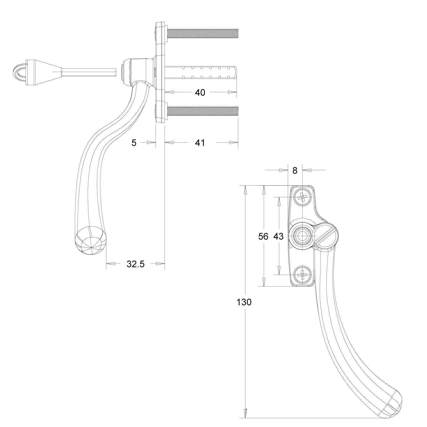 Tear Drop Window Handle Left Hand