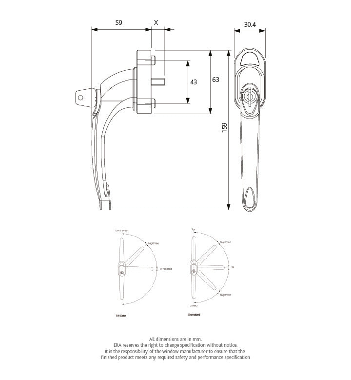 Maxim Non Locking Tilt and Turn Window Handle