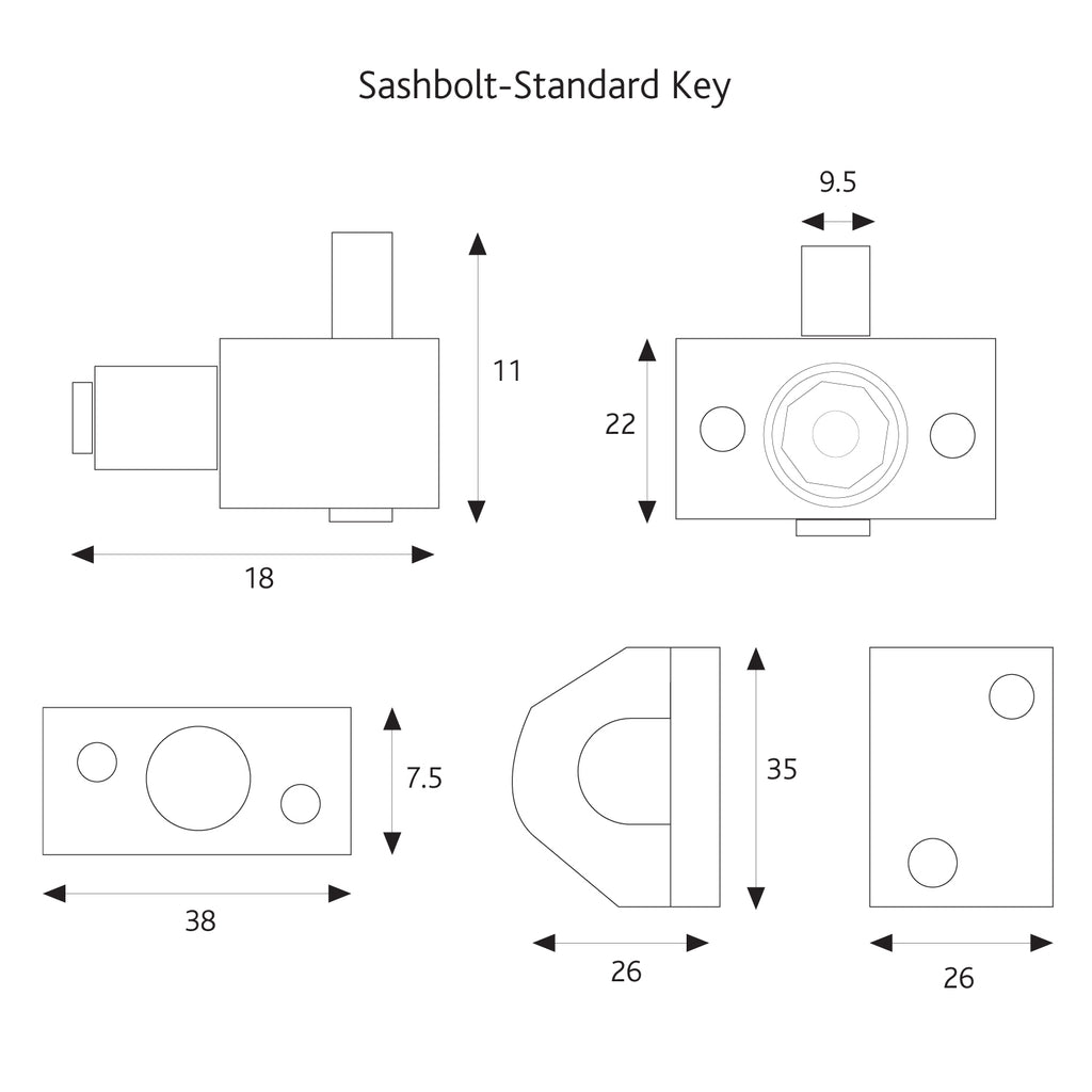 Sash Window Bolt Standard Key