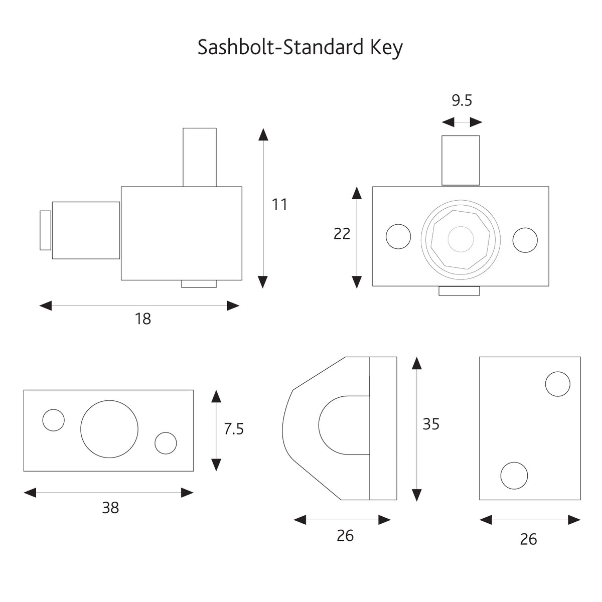Sash Window Bolt Standard Key