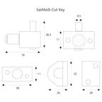 Sash Window Bolt Cut Key, Brown