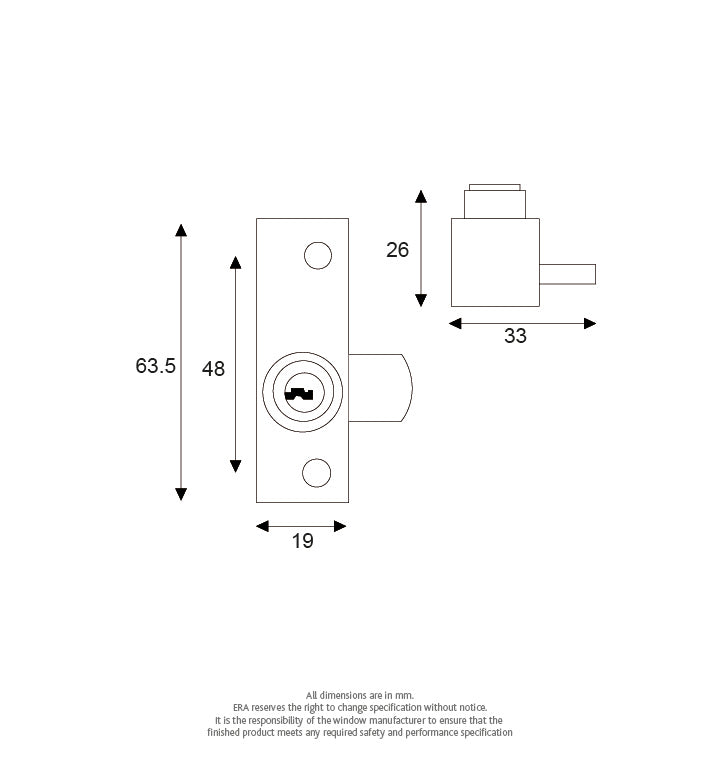 Metal Window Lock Cut Key Special, White