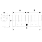 British Standard Fortress 3* 6 Pin Euro Profile Double Door Cylinder