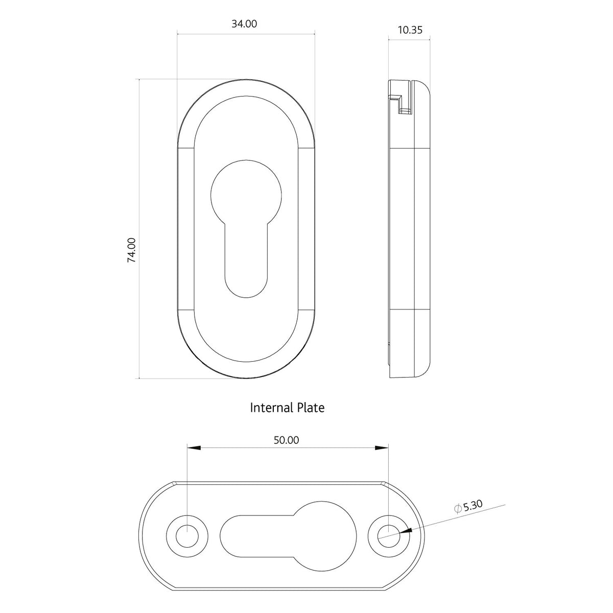 Architectural Oval Cylinder Escutcheon