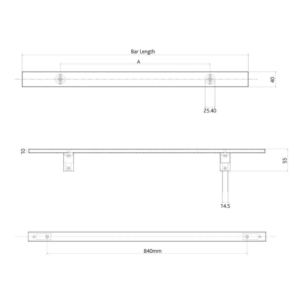 Stainless Steel Flat Inline Bar Door Handle