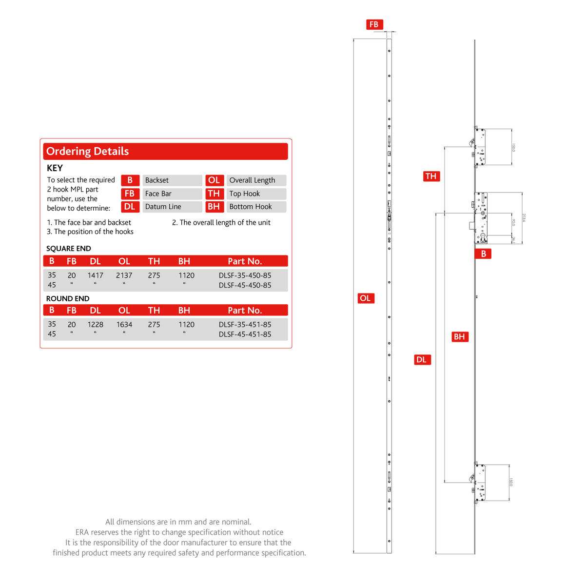 SureFire Heritage 2 Hook Multi-Point Lock for Composite/Timber Doors