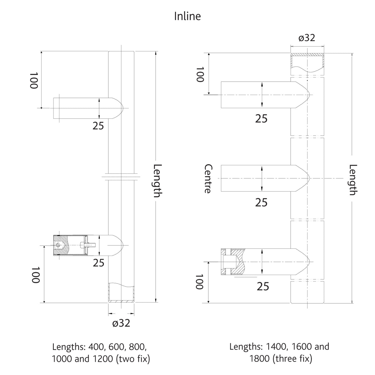 Back to Back Inline Bar Handle with Fixing Pack