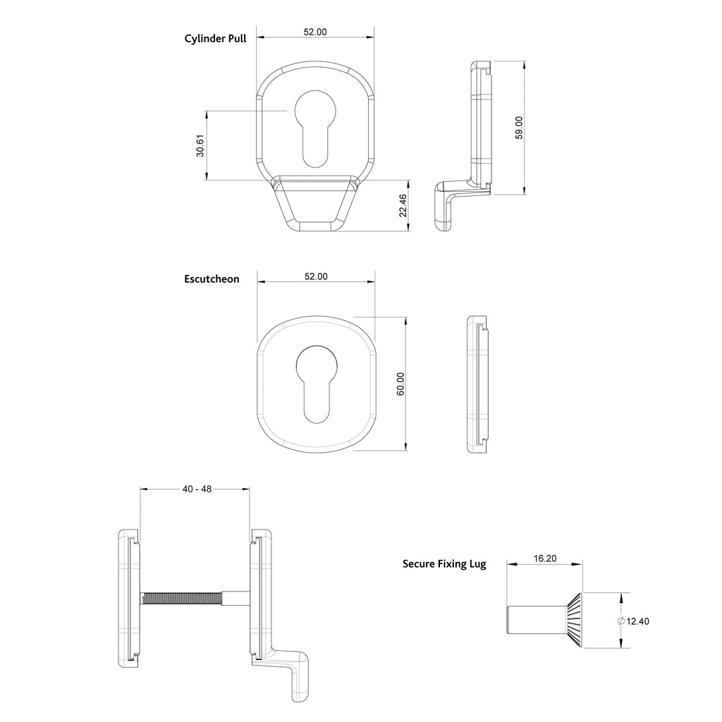 Heritage Standard Euro Cylinder Pull with Internal Pull