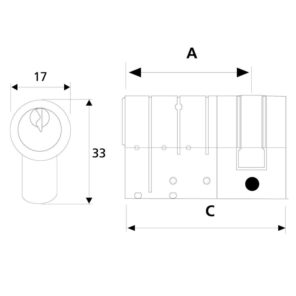 British Standard Fortress 3* 6 Pin Euro Profile Single Door Cylinder