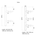 316 Stainless Steel Inline Bar Door Handle, Single Fix