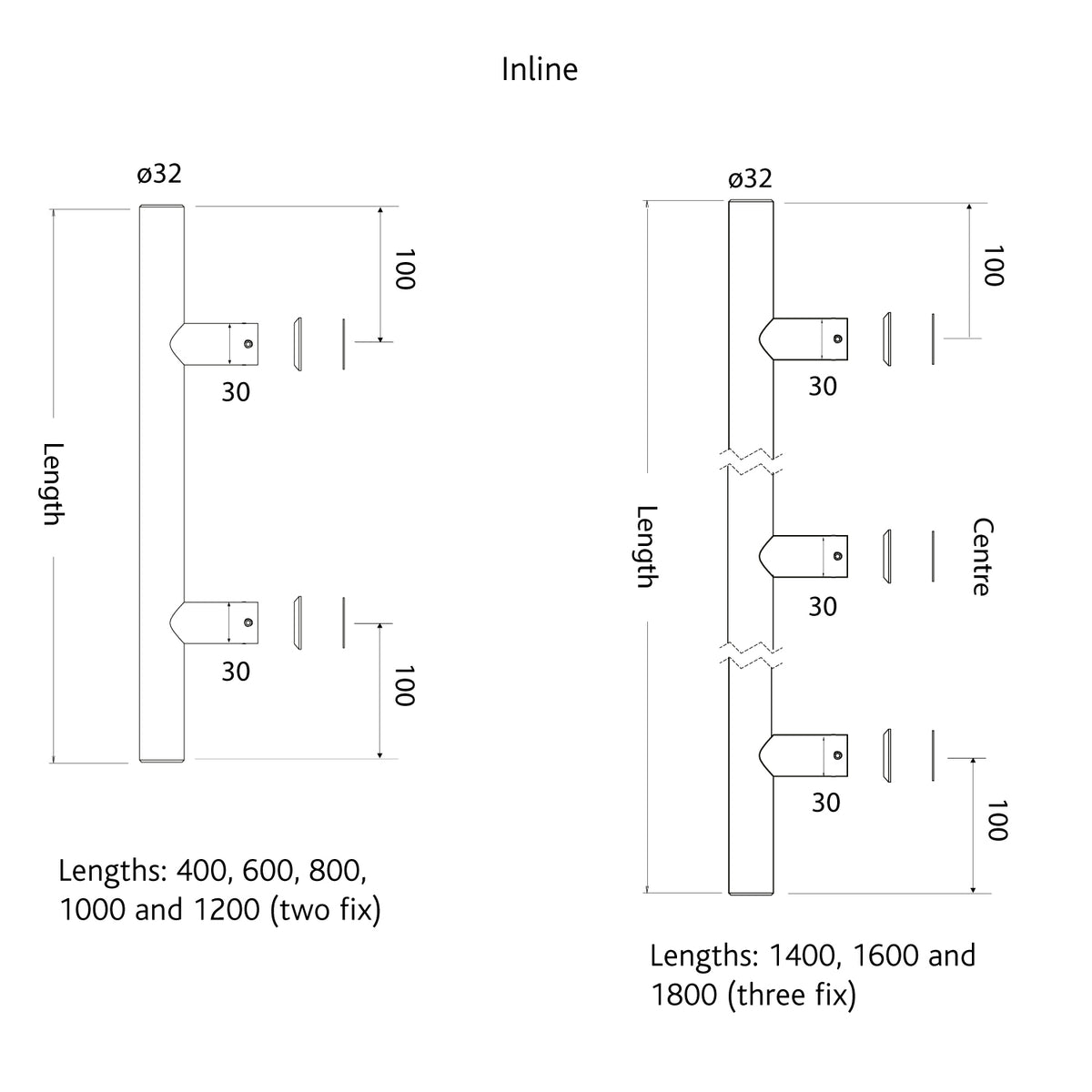 316 Stainless Steel Inline Bar Door Handle, Back to Back Fix