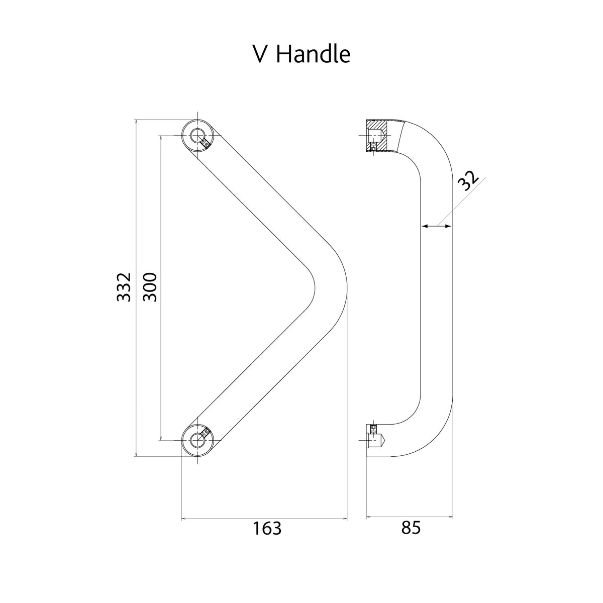 316 Stainless Steel V Shape Bar Door Handle