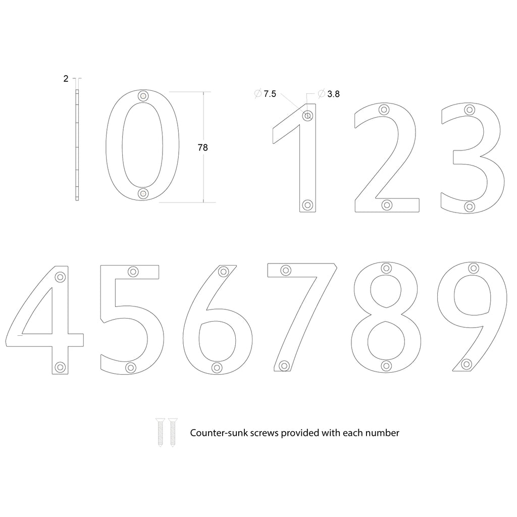 S Series 316 Stainless Steel Door Numerals