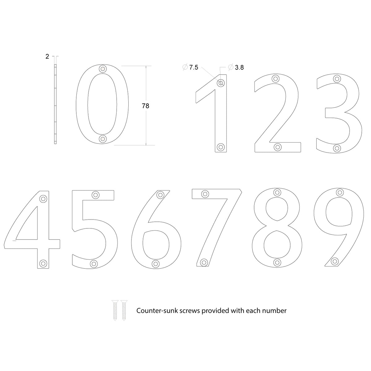 S Series 316 Stainless Steel Door Numerals