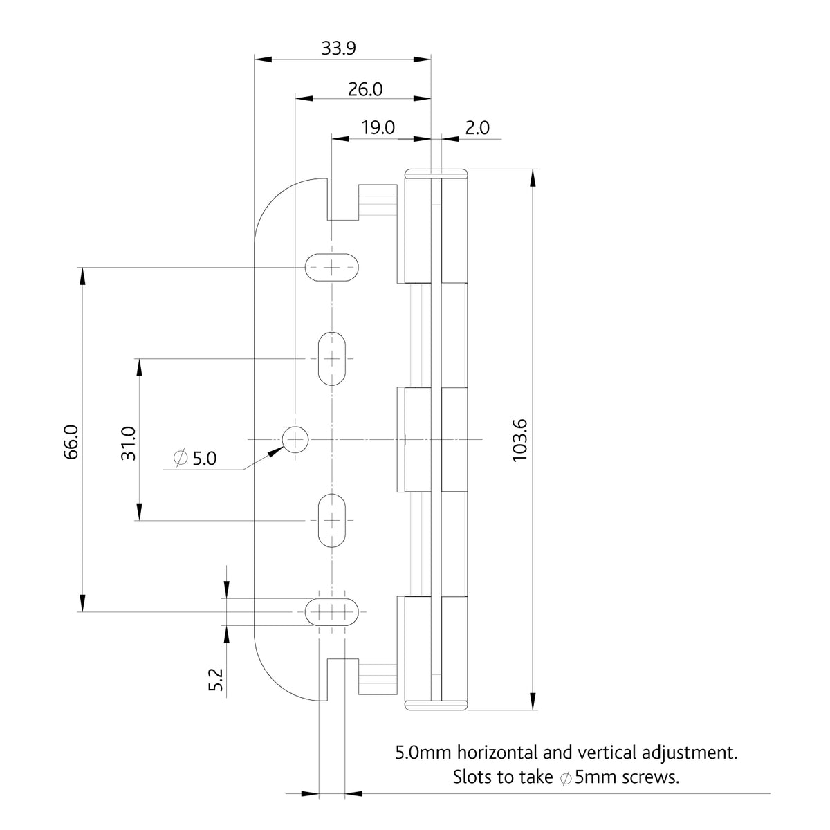 Composite Door Hinge, Body Only