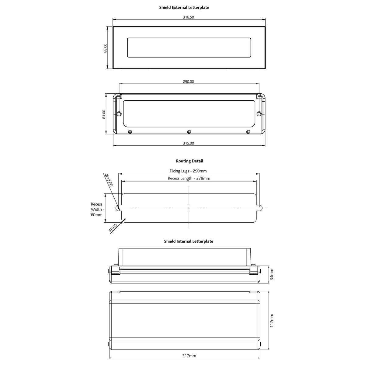 Architectural Shield TS 008 External Letterplate
