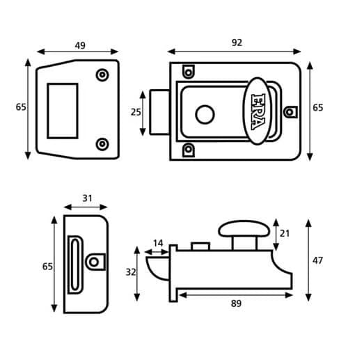133/135/136 60mm Traditional Non Deadlocking Nightlatch