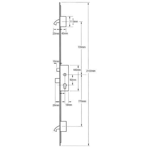 Cobra Latch Deadbolt 2 Hooks Multipoint Door Lock - Option 1