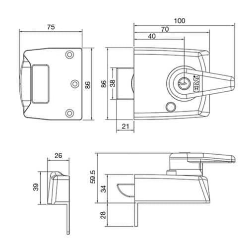 193 Double Locking Nightlatches 60mm