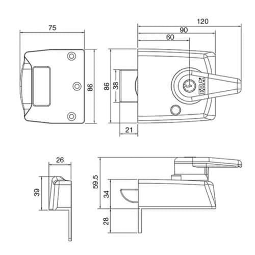 193 Double Locking Nightlatches 60mm