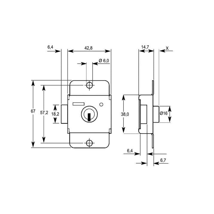 & Fletcher 2303 Locker Lock Latch Bolt - Face Fix