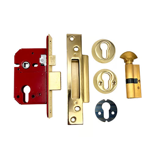234 British Standard Euro Mortice Sashlock Kit Complete With Euro Key & Turn Cylinder