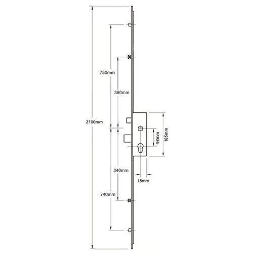 Cobra Latch Deadbolt 2 Rollers 2 Mushrooms Split Spindle Multipoint Door Lock