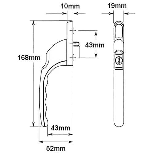 3222 Inline Locking Espag UPVC Window Handles