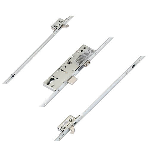 Latch Deadbolt 2 Small Hooks Split Spindle Multipoint Door Lock - 20mm Faceplate - Option 3 (top hook to spindle = 680mm)