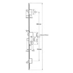 Latch Deadbolt 2 Small Hooks Split Spindle Multipoint Door Lock - 20mm Faceplate - Option 3 (top hook to spindle = 680mm)