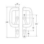 Handle Set for Patio Doors - Chrome