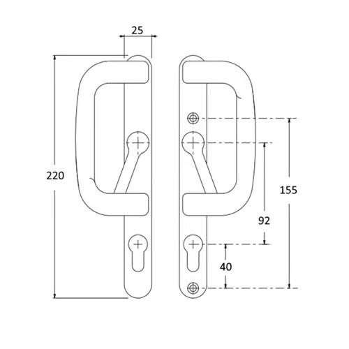Handle Set for Patio Doors - Chrome