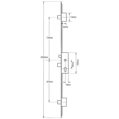 Europa Latch 3 Deadbolts Lift Lever Multipoint Door Lock - Option 2