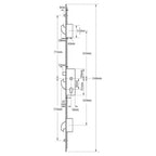 Latch Deadbolt 2 Hooks 2 Rollers Split Spindle Multipoint Door Lock - Option 2 (top hook to spindle = 730mm)